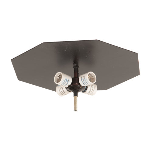 Meyda Lighting Pinecone 16" 4-Light Solar Black Flush Mount Light With Ambra Siena Idalight Shade