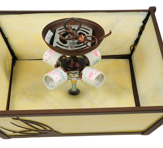 Meyda Lighting Pinecone 16"Sq 4-Light Cafe Noir Semi-flush Mount Light With Beige Botticino Idalight Shade