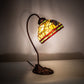 Meyda Lighting Pinecone 18" Mahogany Bronze Desk Table Lamp With Multi-Colored Stained Shade Glass
