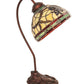 Meyda Lighting Pinecone 18" Mahogany Bronze Desk Table Lamp With Multi-Colored Stained Shade Glass