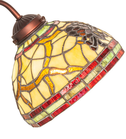 Meyda Lighting Pinecone 18" Mahogany Bronze Desk Table Lamp With Multi-Colored Stained Shade Glass