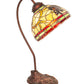 Meyda Lighting Pinecone 18" Mahogany Bronze Desk Table Lamp With Multi-Colored Stained Shade Glass