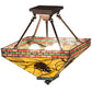 Meyda Lighting Pinecone 20" 4-Light Mahogany Bronze Inverted Pendant Light With Multi-Colored Shade Glass