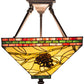 Meyda Lighting Pinecone 20" 4-Light Mahogany Bronze Inverted Pendant Light With Multi-Colored Shade Glass