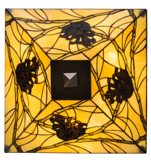 Meyda Lighting Pinecone 20" 4-Light Mahogany Bronze Inverted Pendant Light With Multi-Colored Shade Glass