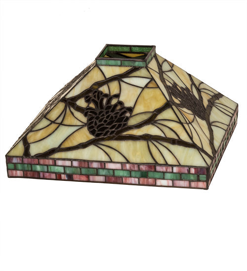 Meyda Lighting Pinecone 20" Mission Multi-Colored Stained Shade Glass