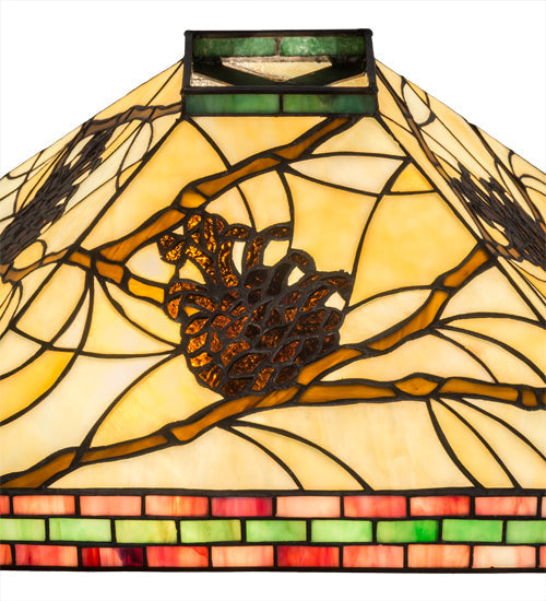 Meyda Lighting Pinecone 20" Mission Multi-Colored Stained Shade Glass