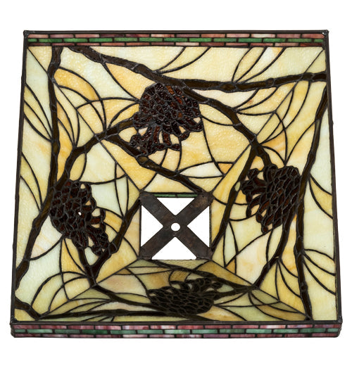 Meyda Lighting Pinecone 20" Mission Multi-Colored Stained Shade Glass