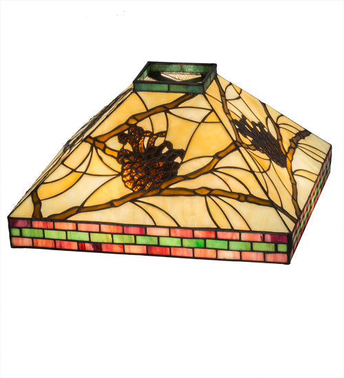 Meyda Lighting Pinecone 20" Mission Multi-Colored Stained Shade Glass