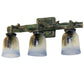 Meyda Lighting Pinecone 22" 3-Light Golden Pine Vanity Light With Multi-Colored Hand Painted Shade Glass