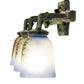 Meyda Lighting Pinecone 22" 3-Light Golden Pine Vanity Light With Multi-Colored Hand Painted Shade Glass