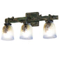 Meyda Lighting Pinecone 22" 3-Light Golden Pine Vanity Light With Multi-Colored Hand Painted Shade Glass