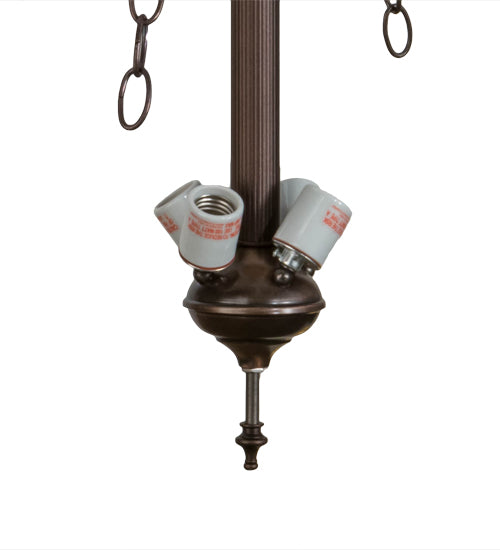 Meyda Lighting Pinecone 22" 4-Light Mahogany Bronze Inverted Pendant Light With Multi-Colored Shade Glass