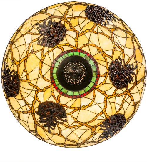 Meyda Lighting Pinecone 22" 4-Light Mahogany Bronze Inverted Pendant Light With Multi-Colored Shade Glass