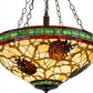 Meyda Lighting Pinecone 22" 4-Light Mahogany Bronze Inverted Pendant Light With Multi-Colored Shade Glass