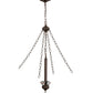 Meyda Lighting Pinecone 22" 4-Light Mahogany Bronze Inverted Pendant Light With Multi-Colored Shade Glass