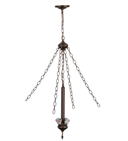 Meyda Lighting Pinecone 22" 4-Light Mahogany Bronze Inverted Pendant Light With Multi-Colored Shade Glass
