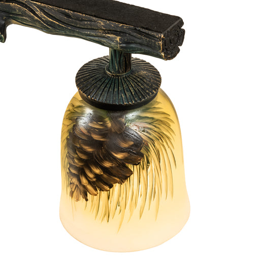 Meyda Lighting Pinecone 23" 3-Light Golden Pine Semi-flush Mount Light With Multi-Colored Shade Glass