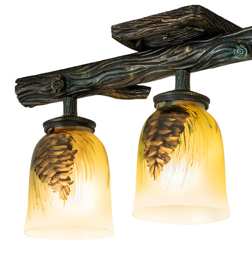 Meyda Lighting Pinecone 23" 3-Light Golden Pine Semi-flush Mount Light With Multi-Colored Shade Glass