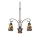Meyda Lighting Pinecone 23" 3-Light Mahogany Bronze Chandelier With Stained Shade Glass