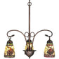Meyda Lighting Pinecone 23" 3-Light Mahogany Bronze Chandelier With Stained Shade Glass