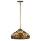 Meyda Lighting Pinecone 23" 3-Lights Antique Copper Pendant Light With Multi-Colored Shade Glass