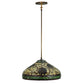 Meyda Lighting Pinecone 23" 3-Lights Antique Copper Pendant Light With Multi-Colored Shade Glass
