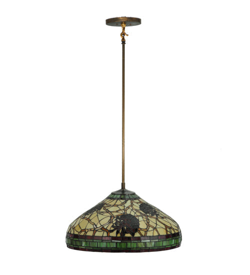 Meyda Lighting Pinecone 23" 3-Lights Antique Copper Pendant Light With Multi-Colored Shade Glass