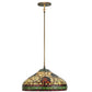 Meyda Lighting Pinecone 23" 3-Lights Antique Copper Pendant Light With Multi-Colored Shade Glass