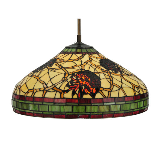 Meyda Lighting Pinecone 23" 3-Lights Antique Copper Pendant Light With Multi-Colored Shade Glass