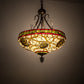 Meyda Lighting Pinecone 24" 4-Light Antique Copper Inverted Pendant Light With Multi-Colored Shade Glass