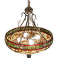 Meyda Lighting Pinecone 24" 4-Light Antique Copper Inverted Pendant Light With Multi-Colored Shade Glass
