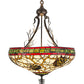 Meyda Lighting Pinecone 24" 4-Light Antique Copper Inverted Pendant Light With Multi-Colored Shade Glass