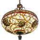 Meyda Lighting Pinecone 24" 4-Light Antique Copper Inverted Pendant Light With Multi-Colored Shade Glass