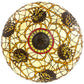 Meyda Lighting Pinecone 24" 4-Light Antique Copper Inverted Pendant Light With Multi-Colored Shade Glass