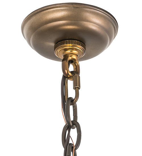 Meyda Lighting Pinecone 24" 4-Light Antique Copper Inverted Pendant Light With Multi-Colored Shade Glass