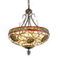 Meyda Lighting Pinecone 24" 4-Light Antique Copper Inverted Pendant Light With Multi-Colored Shade Glass