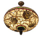 Meyda Lighting Pinecone 24" 4-Light Antique Copper Inverted Pendant Light With Multi-Colored Stained Shade Glass