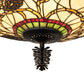 Meyda Lighting Pinecone 24" 4-Light Antique Copper Inverted Pendant Light With Multi-Colored Stained Shade Glass