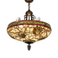 Meyda Lighting Pinecone 24" 4-Light Antique Copper Inverted Pendant Light With Multi-Colored Stained Shade Glass