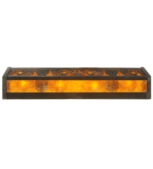 Meyda Lighting Pinecone 24" 4-Light Antique Copper Inverted Vanity Light With Amber Mica Shade Glass