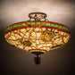 Meyda Lighting Pinecone 24" 4-Light Antique Copper Semi-flush Mount Ceiling Light With Multi-Colored Shade Glass