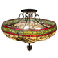 Meyda Lighting Pinecone 24" 4-Light Antique Copper Semi-flush Mount Ceiling Light With Multi-Colored Shade Glass