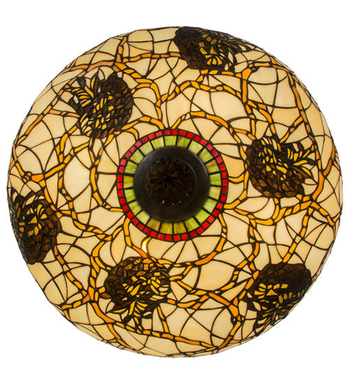 Meyda Lighting Pinecone 24" 4-Light Antique Copper Semi-flush Mount Ceiling Light With Multi-Colored Shade Glass