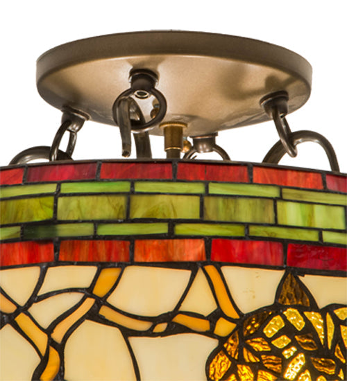 Meyda Lighting Pinecone 24" 4-Light Antique Copper Semi-flush Mount Ceiling Light With Multi-Colored Shade Glass