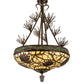 Meyda Lighting Pinecone 24" 4-Light Antique Copper Semi-flush Mount Light With Multi-Colored Stained Shade Glass