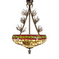 Meyda Lighting Pinecone 24" 4-Light Antique Copper Semi-flush Mount Light With Multi-Colored Stained Shade Glass