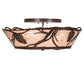 Meyda Lighting Pinecone 24" 4-Light Cafe Noir Flush Mount Light With Silver Mica Shade Glass
