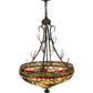 Meyda Lighting Pinecone 24" 4-Light Mahogany Bronze Inverted Pendant Light With Multi-Colored Shade Glass