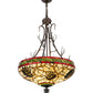 Meyda Lighting Pinecone 24" 4-Light Mahogany Bronze Inverted Pendant Light With Multi-Colored Shade Glass